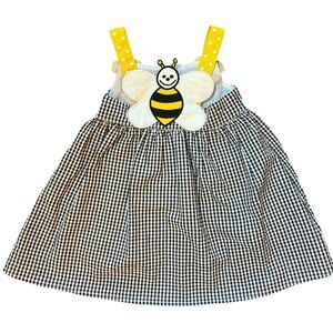Bonnie Baby Baby Girl Dress Bumblebee Bee Seersucker Plaid NWT 18 Months